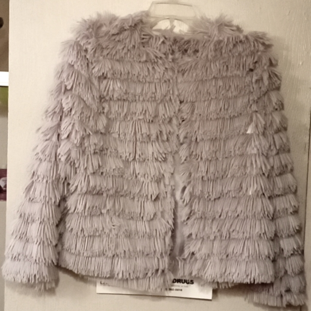 She + Sky Shaggy Grey Dress Jacket
